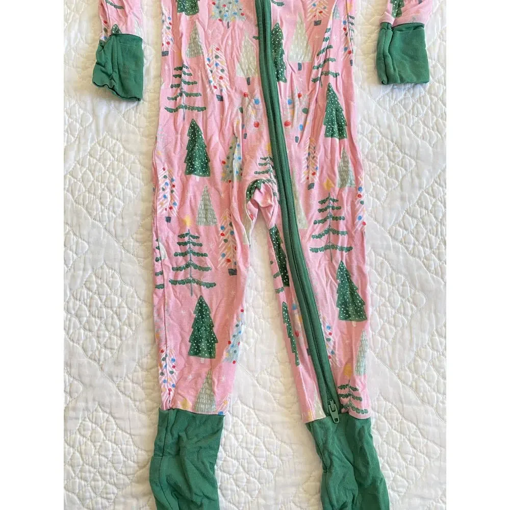 Little Sleepies Baby Girls Bamboo Zippy Sleeper Twinkling Trees Christmas 12-18m